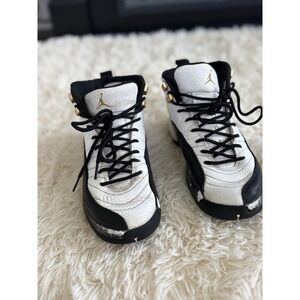 Air Jordan 12 Retro GS White‎ Black Gold Youth Kids Sneakers Shoes 5.5